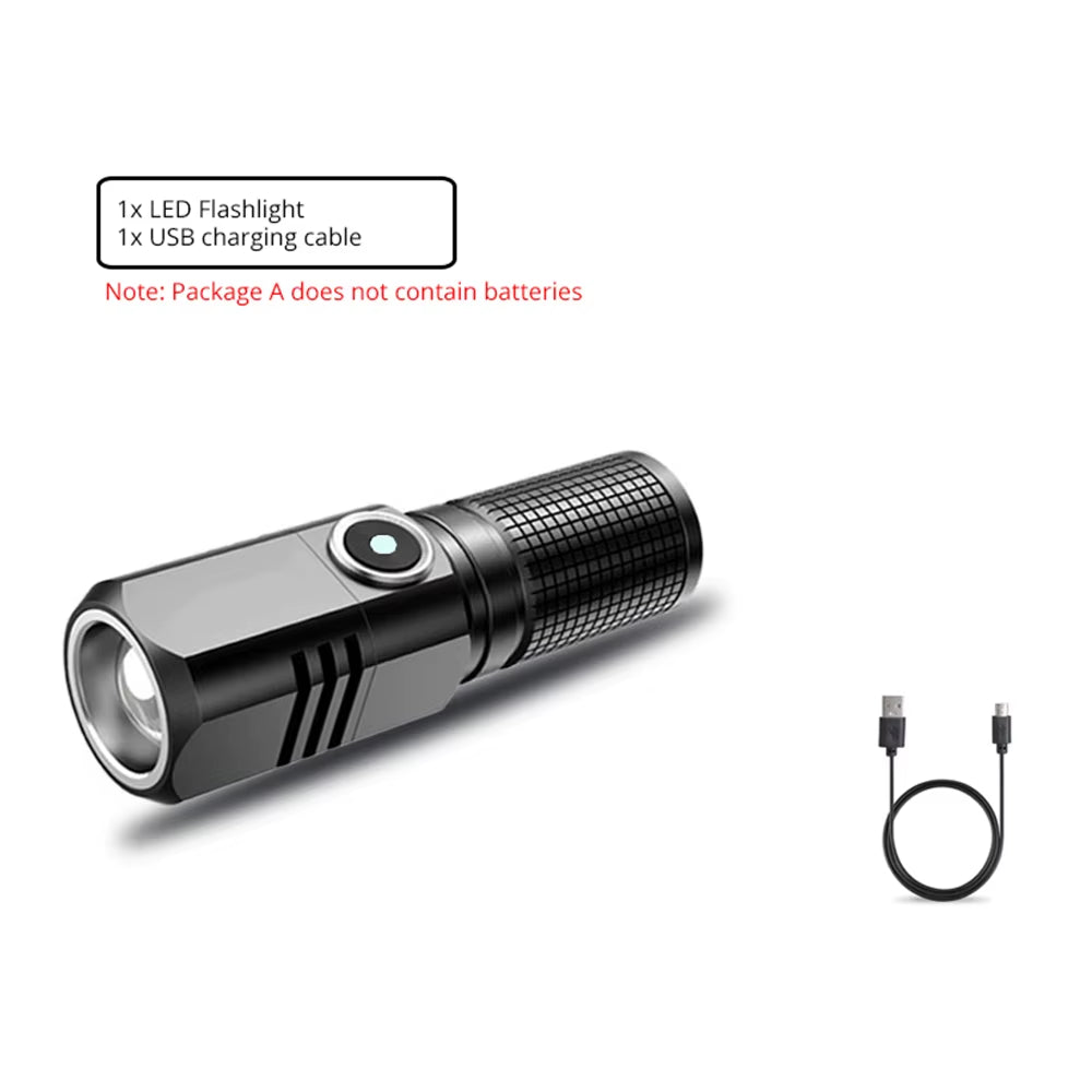 Super Bright MINI XHP50 LED Flashlight USB Torch Rechargeable Zoom Fishing Lantern Powerful 3 Lighting Mode Camping Lamp