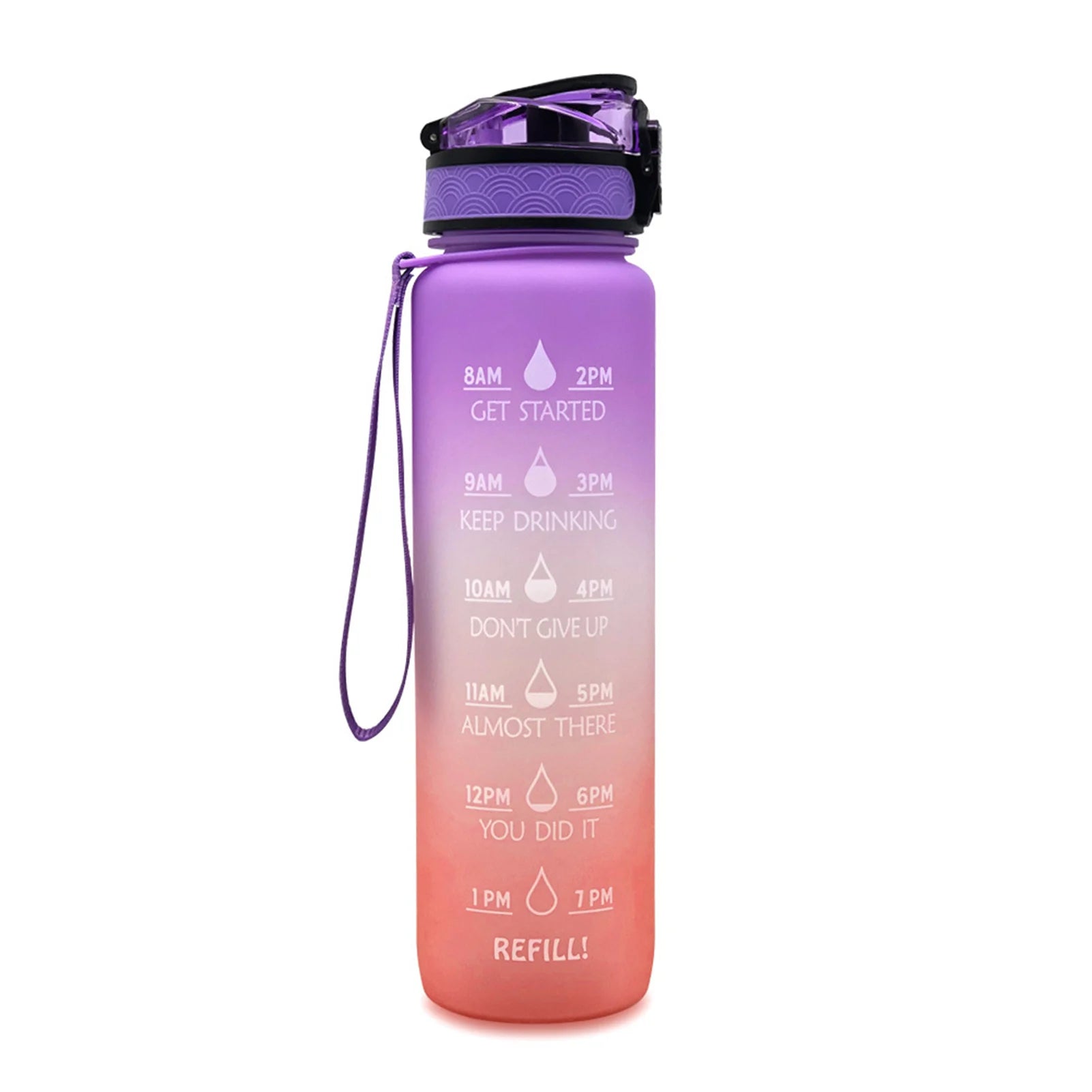 Motivational Tritan Water Bottle with Time Marker Leakproof Bottle for Fitness Sports Motivational Water Bottle with Time Marker