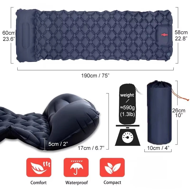 Cool Camping Mat Gear Camping Mat Camping Supplies Nature Hiking Inflatable Mat Portable Lightweight Camping Sleeping Mattress