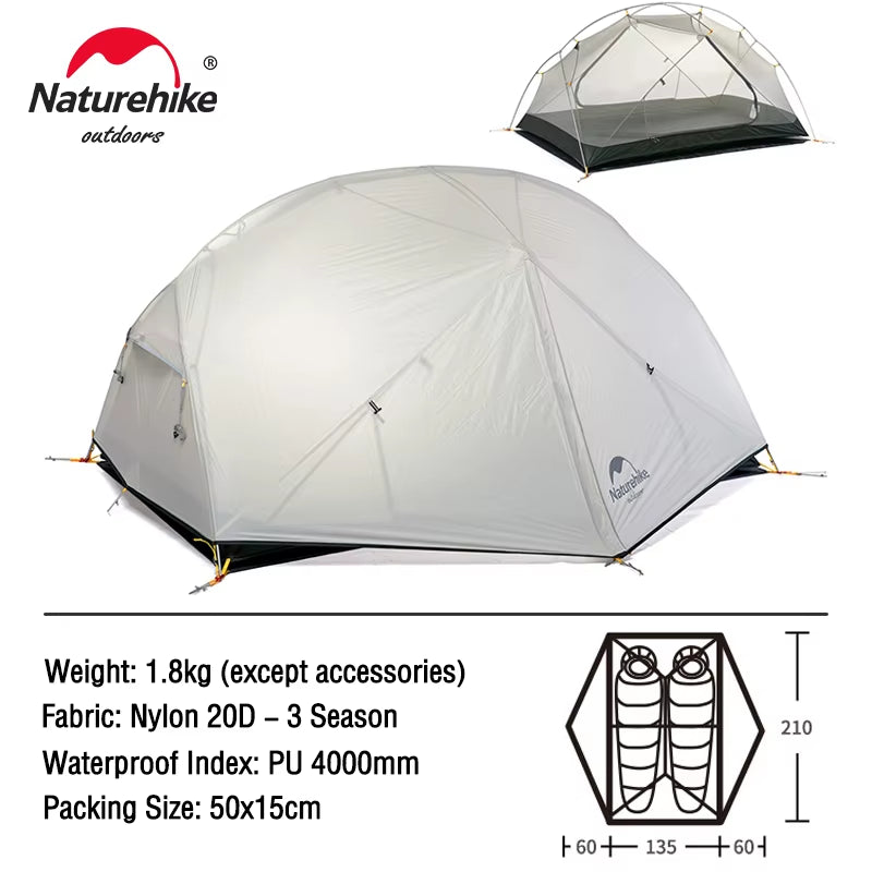 Mongar Tent 2 Person Ultralight Travel Tent Double Layer Waterproof Tent Backpacking Tent Outdoor Hiking Camping Tent