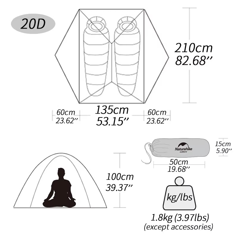 Mongar Tent 2 Person Ultralight Travel Tent Double Layer Waterproof Tent Backpacking Tent Outdoor Hiking Camping Tent