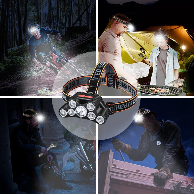 Usb Rechargeable Led Headlight Super Bright 5 Working Modes Headlamp Waterproof Head-Mounted Flashlight for Night Fishing Hiking