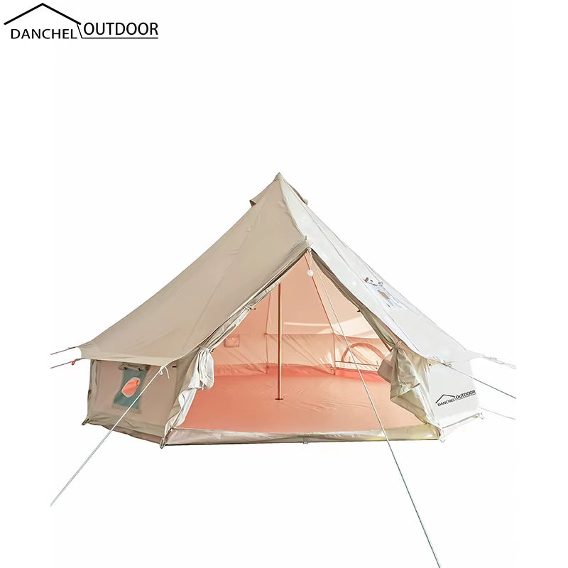 Cotton Canvas Bell Tent with Two Stove Jacket (Top and Wall) Luxury Camping Hotel Tent