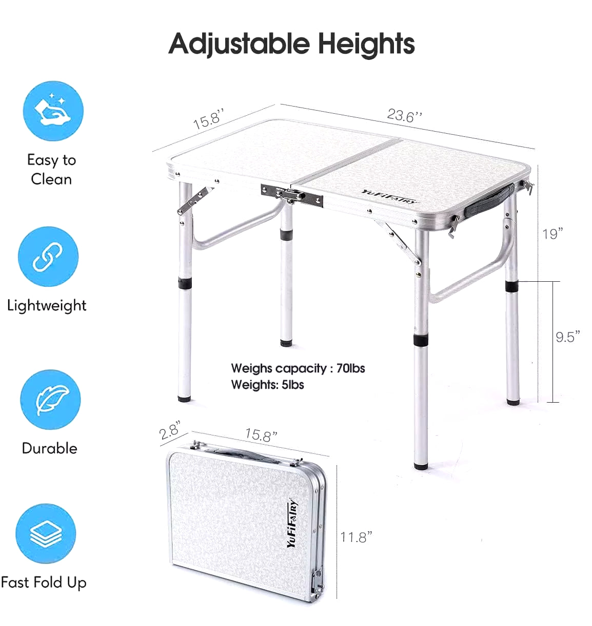 Foldable Portable Camping Table Outdoor Furniture Camping Equipment Camping Table Stainless Steel Picnic Desk Nature Hike