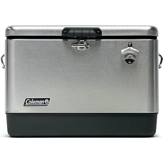 Coleman Reunion Premium Insulated Portable Cooler, Leak-Resistant 54Qt Steel Belted Cooler with Heavy-Duty Latch