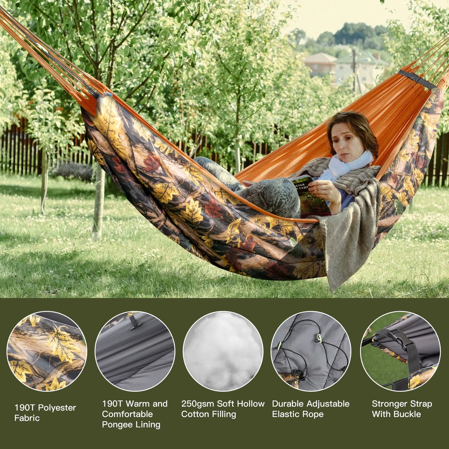 Outdoor Camping Hammock Underquilt Multifunctional Winter Sleeping Warm under Quilt Blanket Cotton Hammock