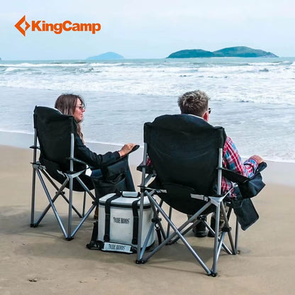 Lumbar Support Camping Chairs with Cooler Bag Padded Folding Camping Chair for Adults