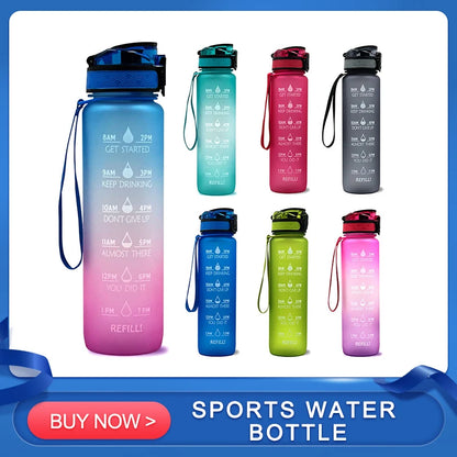 Motivational Tritan Water Bottle with Time Marker Leakproof Bottle for Fitness Sports Motivational Water Bottle with Time Marker