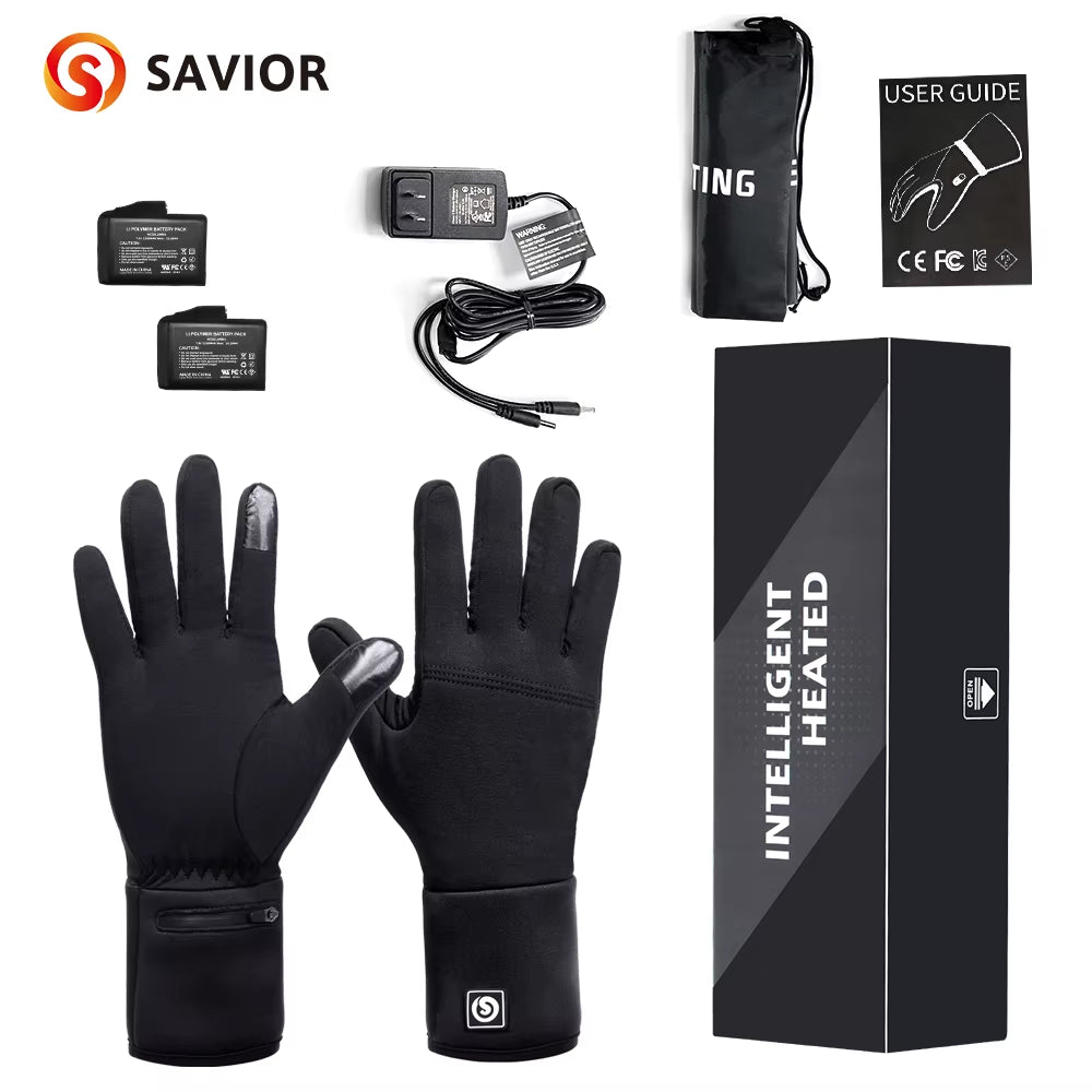 Savior Heated Waterproof Windproof Motorcycle Gloves Motorbike Riding Glove Touch Screen Gloves Warmer Covers Hand Warmer Winter