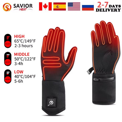 Savior Heated Waterproof Windproof Motorcycle Gloves Motorbike Riding Glove Touch Screen Gloves Warmer Covers Hand Warmer Winter