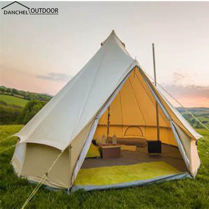 Cotton Canvas Bell Tent with Two Stove Jacket (Top and Wall) Luxury Camping Hotel Tent