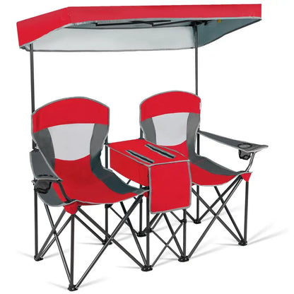 Portable Folding Camping Canopy Chairs W/ Cup Holder Cooler Outdoor