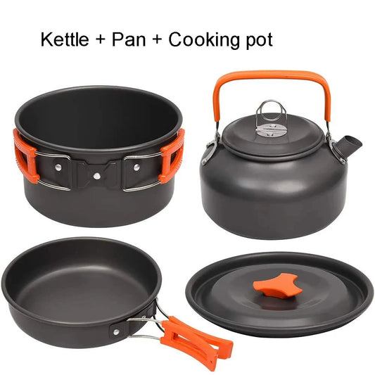 Camping Cooking Set Outdoor Aluminum Lightweight Equipment Camping Cookware Kit for Traveling Trekking Hiking Supplies