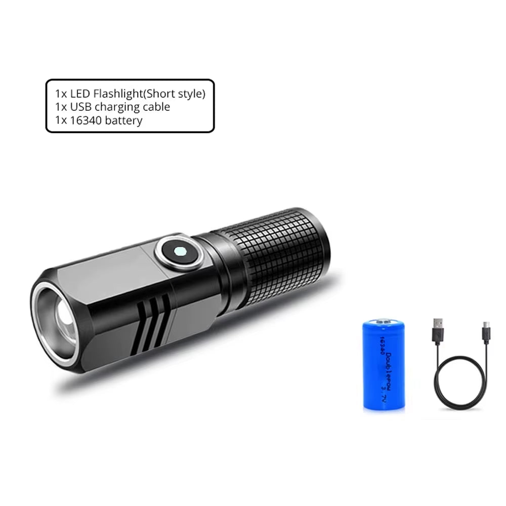 Super Bright MINI XHP50 LED Flashlight USB Torch Rechargeable Zoom Fishing Lantern Powerful 3 Lighting Mode Camping Lamp