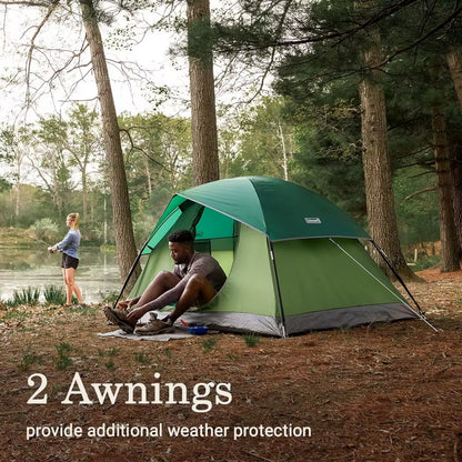 Sundome Camping Tent, 2/3/4/6 Person Dome Tent with Snag-Free Poles for Easy Setup in under 10 Mins, Included Rainfly Blocks Win