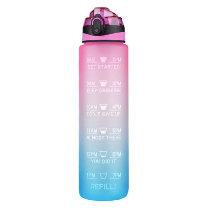 Motivational Tritan Water Bottle with Time Marker Leakproof Bottle for Fitness Sports Motivational Water Bottle with Time Marker