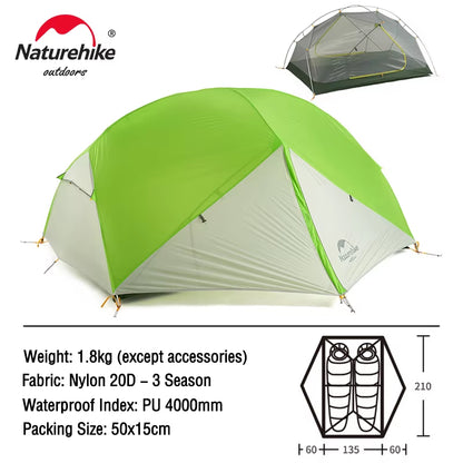 Mongar Tent 2 Person Ultralight Travel Tent Double Layer Waterproof Tent Backpacking Tent Outdoor Hiking Camping Tent