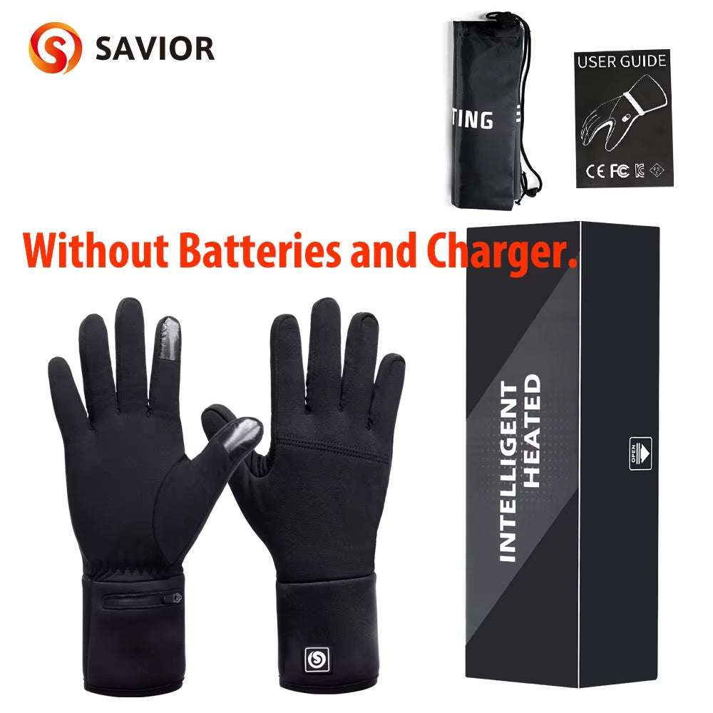 Savior Heated Waterproof Windproof Motorcycle Gloves Motorbike Riding Glove Touch Screen Gloves Warmer Covers Hand Warmer Winter