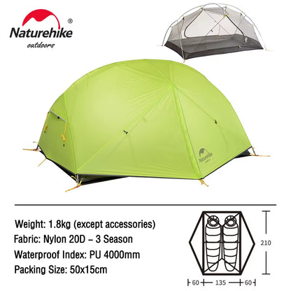 Mongar Tent 2 Person Ultralight Travel Tent Double Layer Waterproof Tent Backpacking Tent Outdoor Hiking Camping Tent