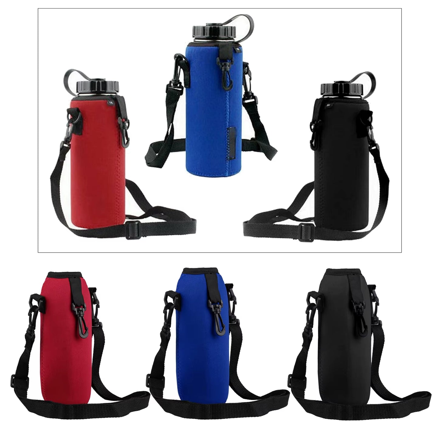 750Ml Neoprene Water Bottle Carrier, Insulated Water Bottle Holder Bag Case